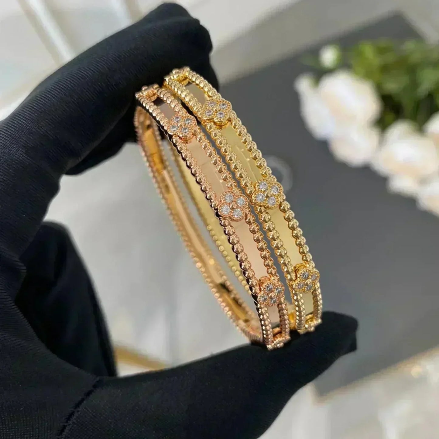 [Elite]CLOVER BRACELET 4MM DIAMONDS