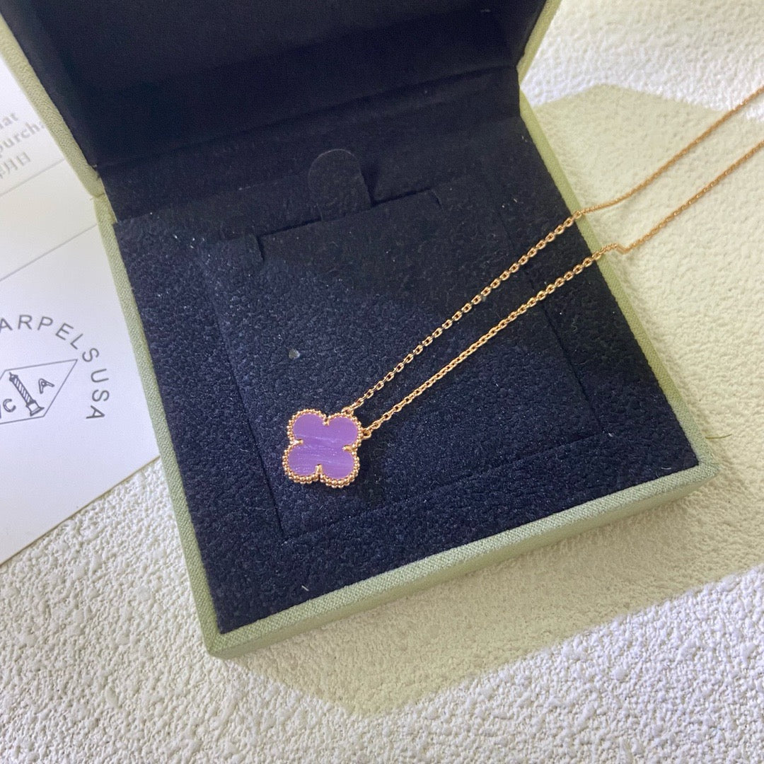 [Elite]CLOVER 15MM  PURPLE VIOLET NECKLACE