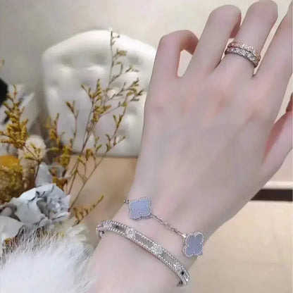 [Elite] CLOVER 5 MOTIF PURPLE CHALCEDONY BRACELET COLLECTION