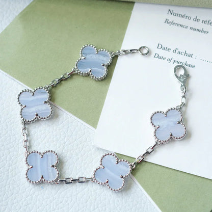 [Elite] CLOVER 5 MOTIF PURPLE CHALCEDONY BRACELET COLLECTION