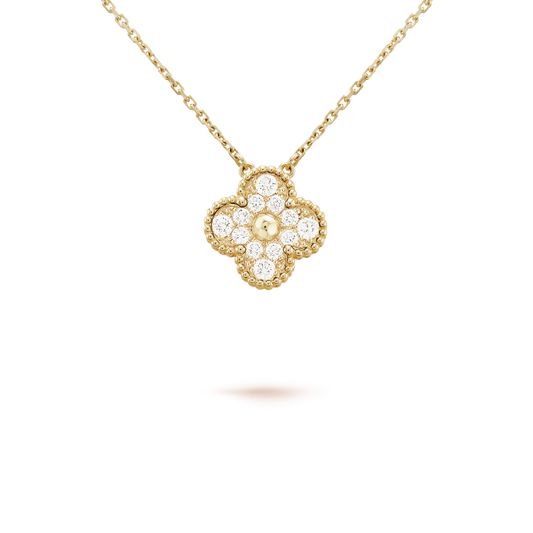 [Elite]CLOVER 15MM DIAMOND SINGLE FLOWER NECKLACE