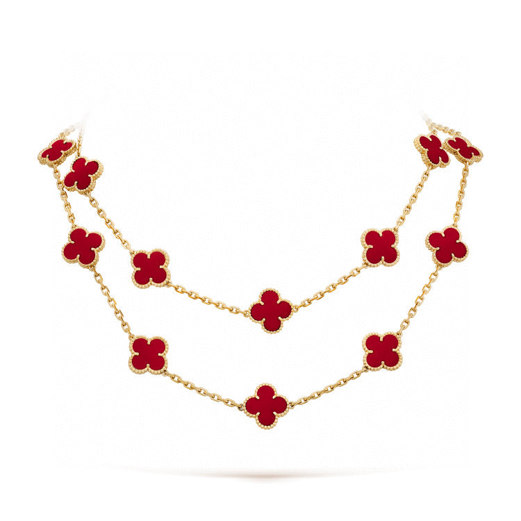 [Elite]CLOVER 20 MOTIFS CARNELIAN NECKLACE