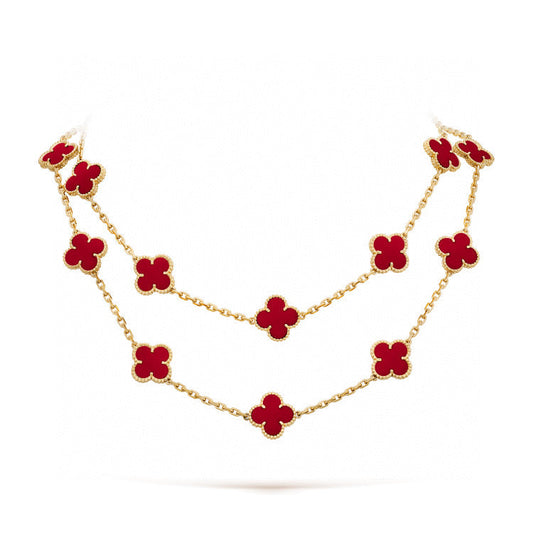 [Elite]CLOVER 20 MOTIFS CARNELIAN NECKLACE