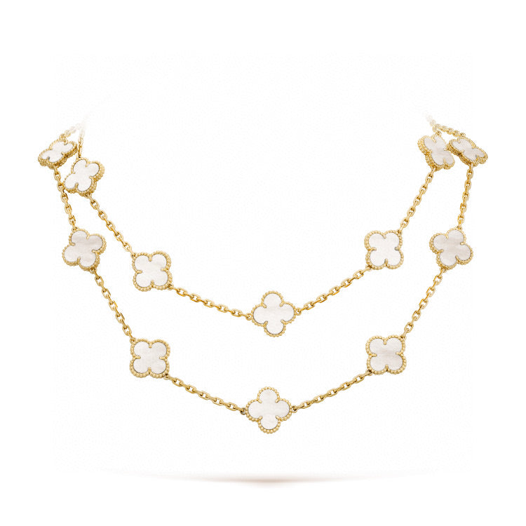 [Elite]CLOVER 20 MOTIFS WHITE MOP NECKLACE
