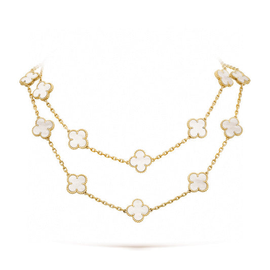 [Elite]CLOVER 20 MOTIFS WHITE MOP NECKLACE
