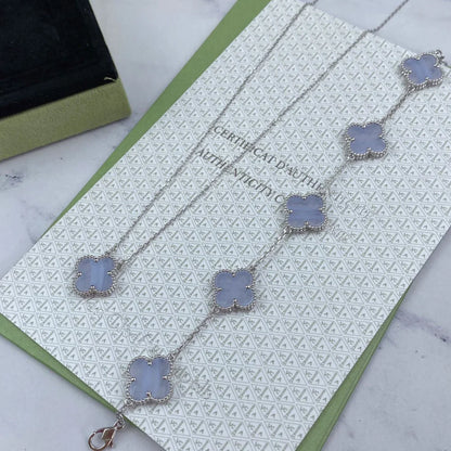 [Elite] CLOVER 5 MOTIF PURPLE CHALCEDONY BRACELET COLLECTION