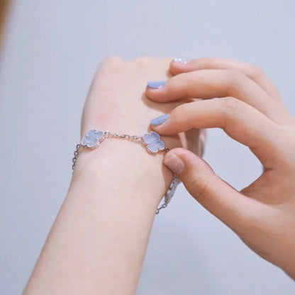 [Elite] CLOVER 5 MOTIF PURPLE CHALCEDONY BRACELET COLLECTION