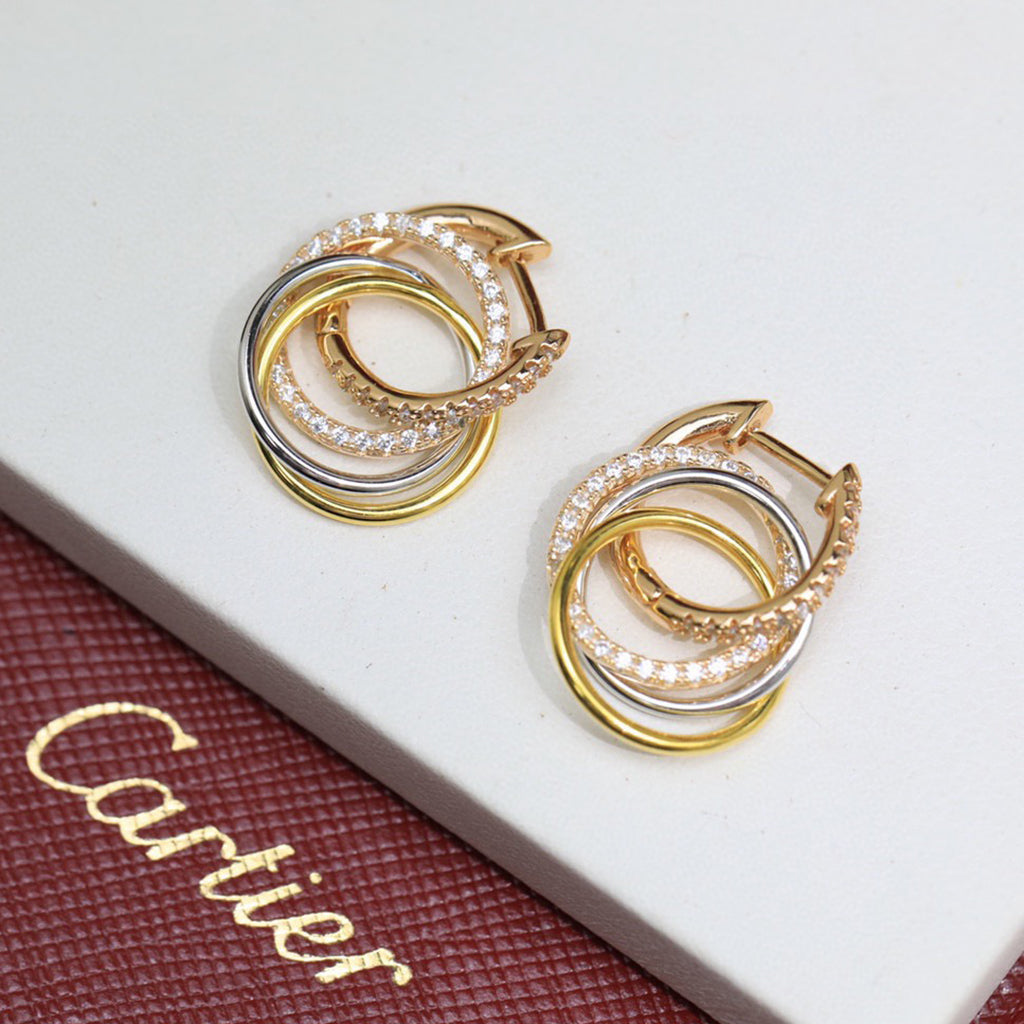 [Elite]TRINITY HALF DIAMOND  EARRINGS