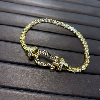 [Elite]FORCE  LARGE HORSESHOE FULL DIAMOND TENNIS BRACELET
