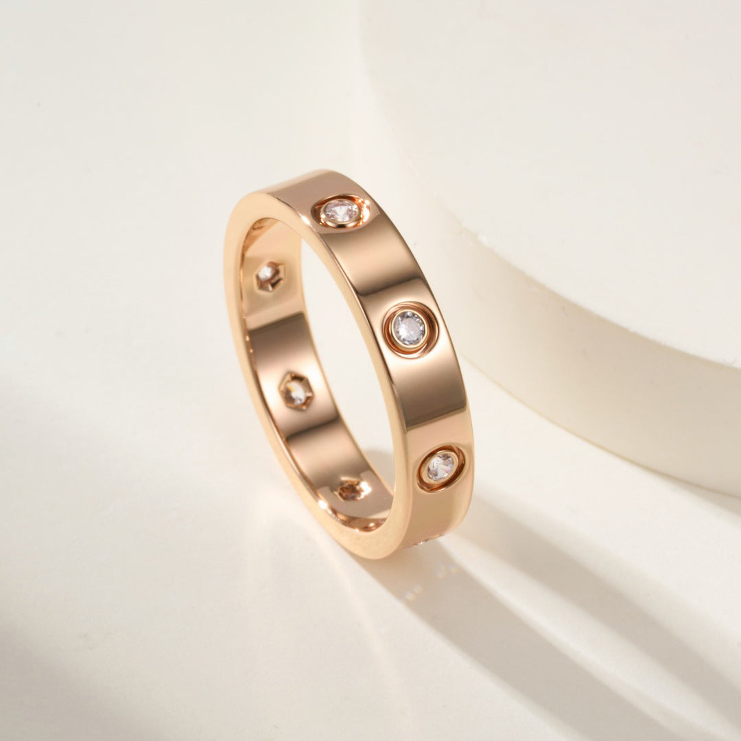 [Elite]LOVE 4MM 8 DIAMOND RING