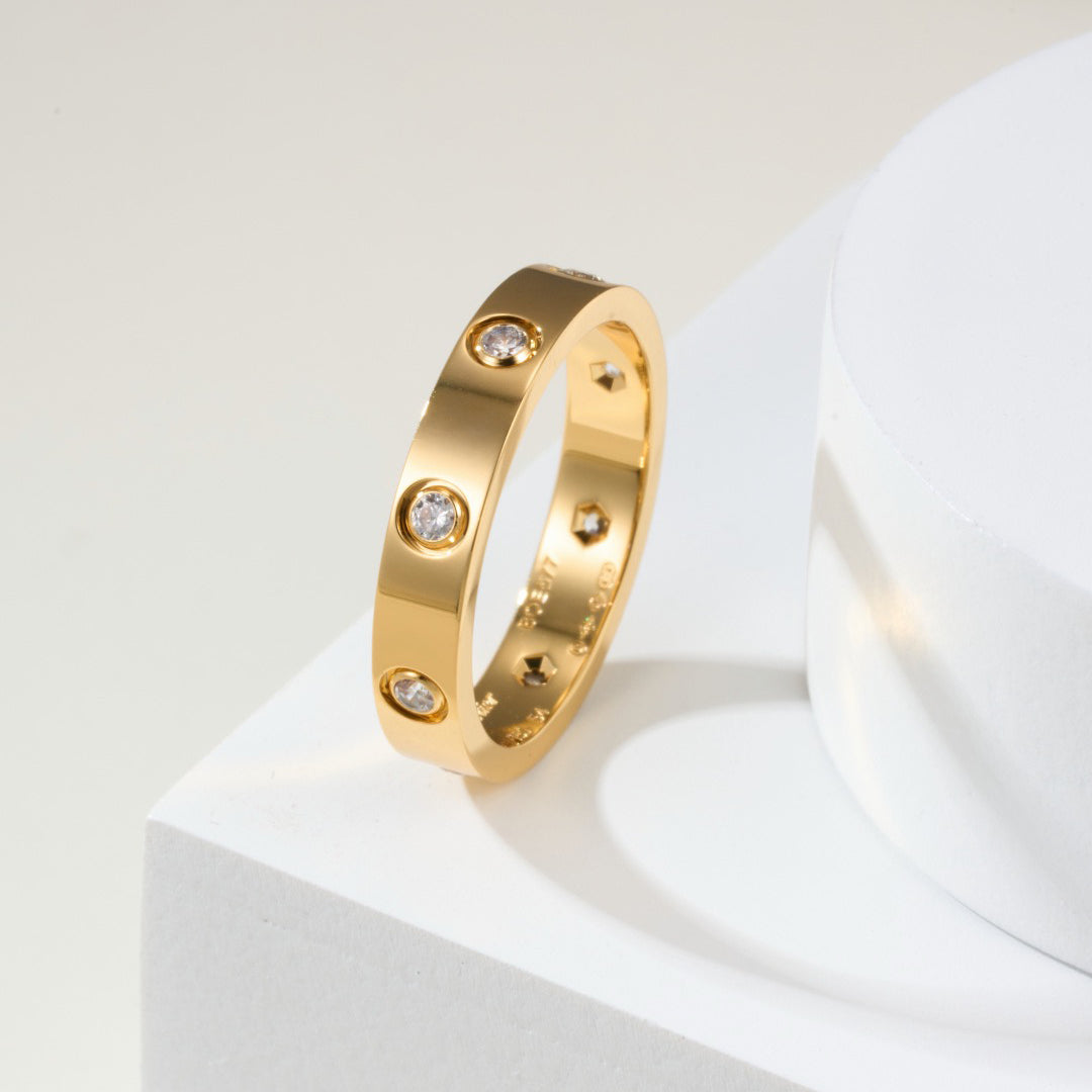 [Elite]LOVE 4MM 8 DIAMOND RING