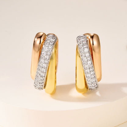 [Elite]TRINITY HALF DIAMOND  CUSHION EARRINGS