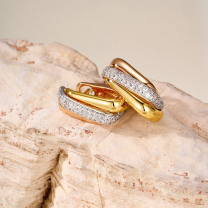 [Elite]TRINITY HALF DIAMOND  CUSHION EARRINGS