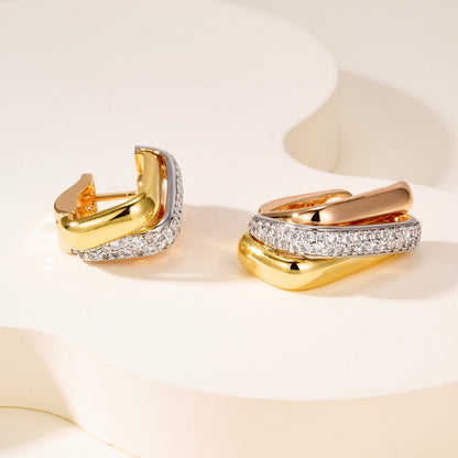 [Elite]TRINITY HALF DIAMOND  CUSHION EARRINGS