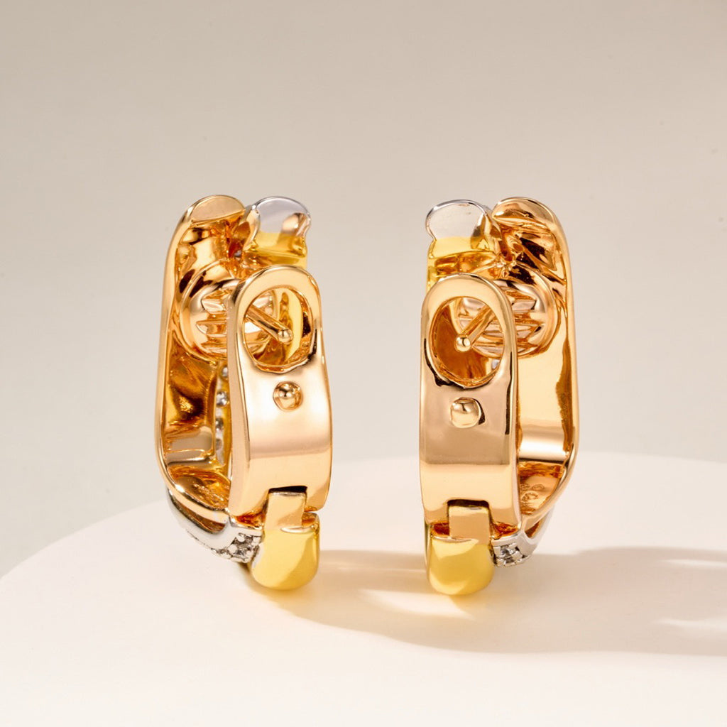 [Elite]TRINITY HALF DIAMOND  CUSHION EARRINGS
