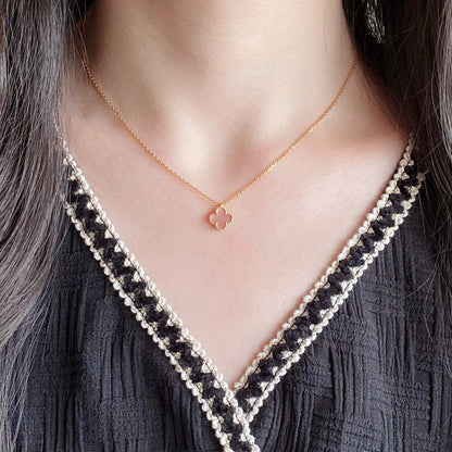 [Elite]CLOVER 9.5MM PINK MOTHER OF PEARL SINGLE FLOWER NECKLACE
