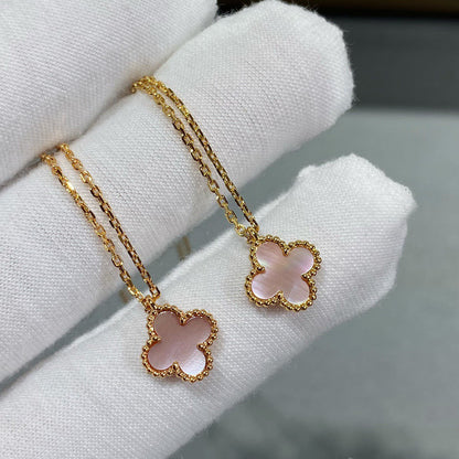 [Elite]CLOVER 15MM PINK MOTHER-OF-PEARL SINGLE FLOWER NECKLACE