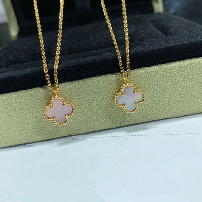[Elite]CLOVER 15MM PINK MOTHER-OF-PEARL SINGLE FLOWER NECKLACE
