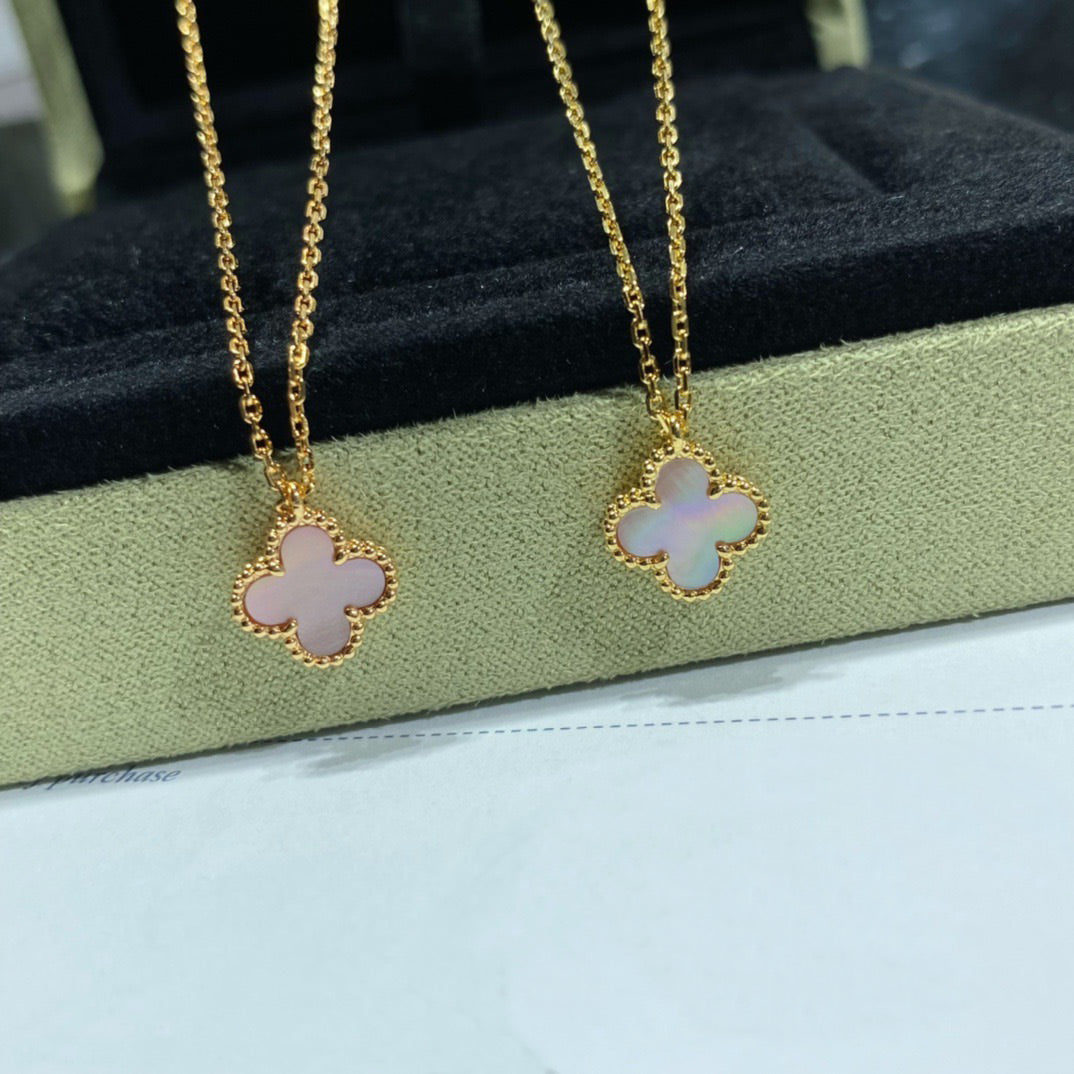 [Elite]CLOVER 9.5MM PINK MOTHER OF PEARL SINGLE FLOWER NECKLACE