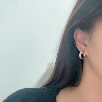 [Elite]LOVE 5.5MM DIAMOND PAVED EARRINGS