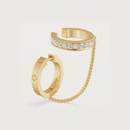 [Elite]LOVE 3.0MM HALF DIAMOND EARRINGS