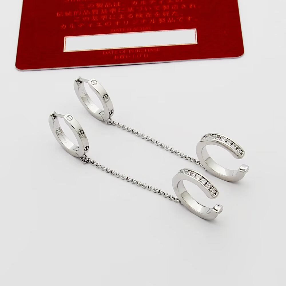 [Elite]LOVE 3.0MM HALF DIAMOND EARRINGS
