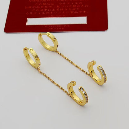 [Elite]LOVE 3.0MM HALF DIAMOND EARRINGS