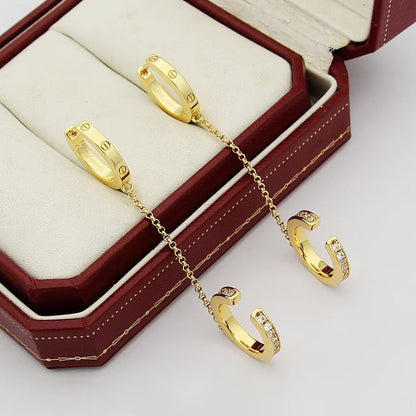 [Elite]LOVE 3.0MM HALF DIAMOND EARRINGS