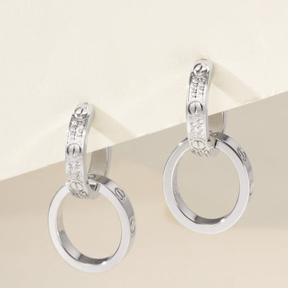[Elite]LOVE 3.3MM DANGLE HALF DIAMOND EARRINGS