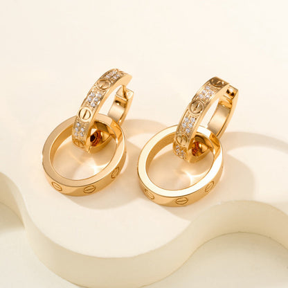 [Elite]LOVE 3.3MM DANGLE HALF DIAMOND EARRINGS