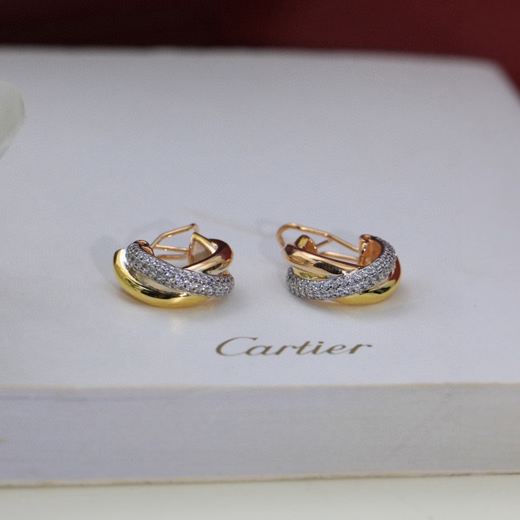 [Elite]TRINITY HALF DIAMOND  CLASSIC EARRINGS