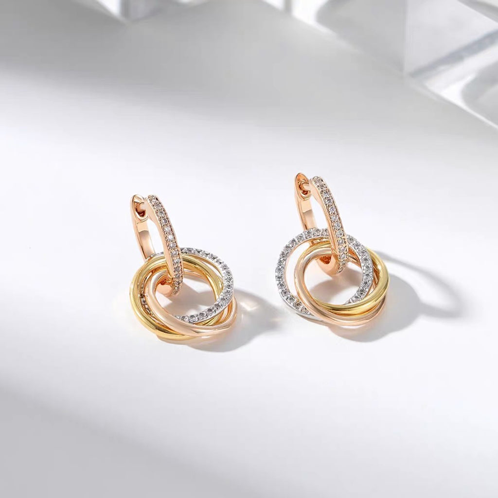 [Elite]TRINITY HALF DIAMOND  EARRINGS