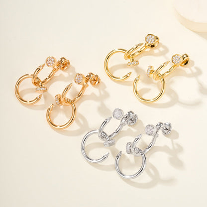 [Elite]JUSTE HALF DIAMOND DOUBLE EARRINGS