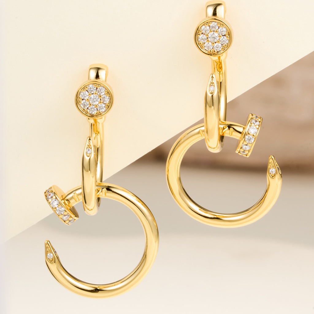 [Elite]JUSTE HALF DIAMOND DOUBLE EARRINGS