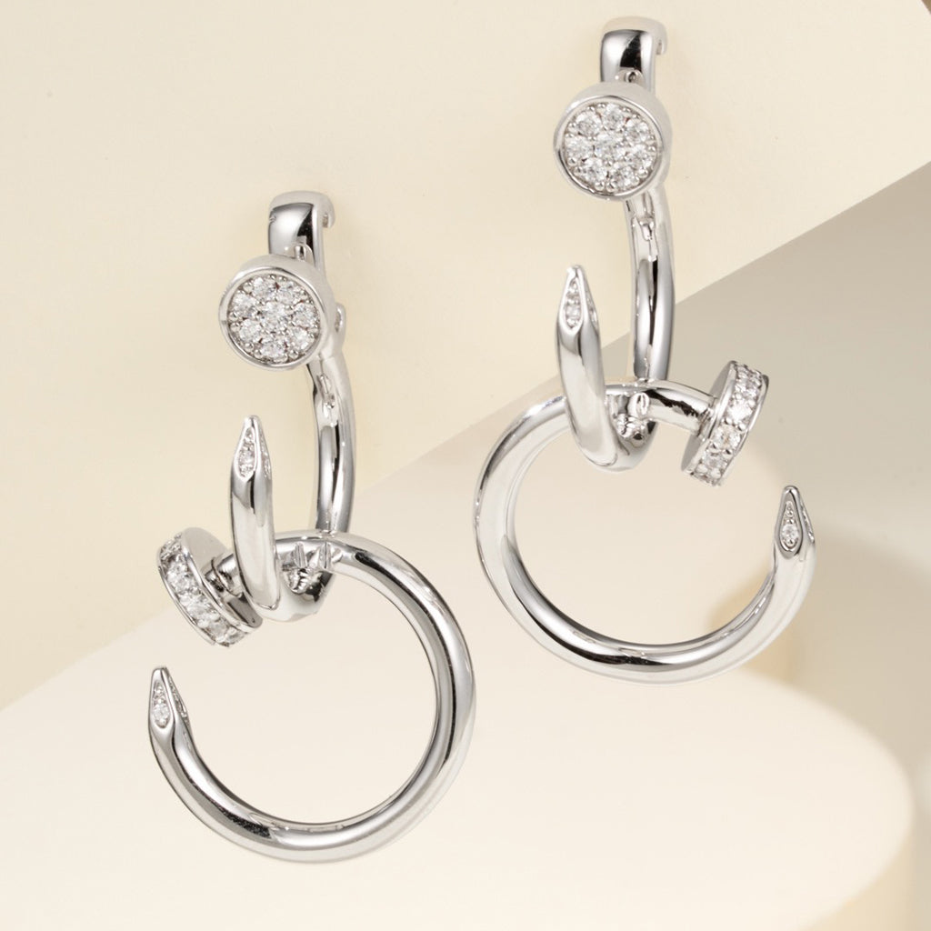 [Elite]JUSTE HALF DIAMOND DOUBLE EARRINGS