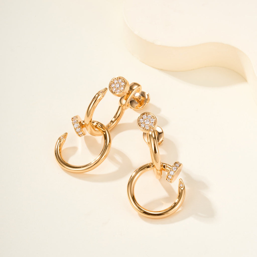 [Elite]JUSTE HALF DIAMOND DOUBLE EARRINGS