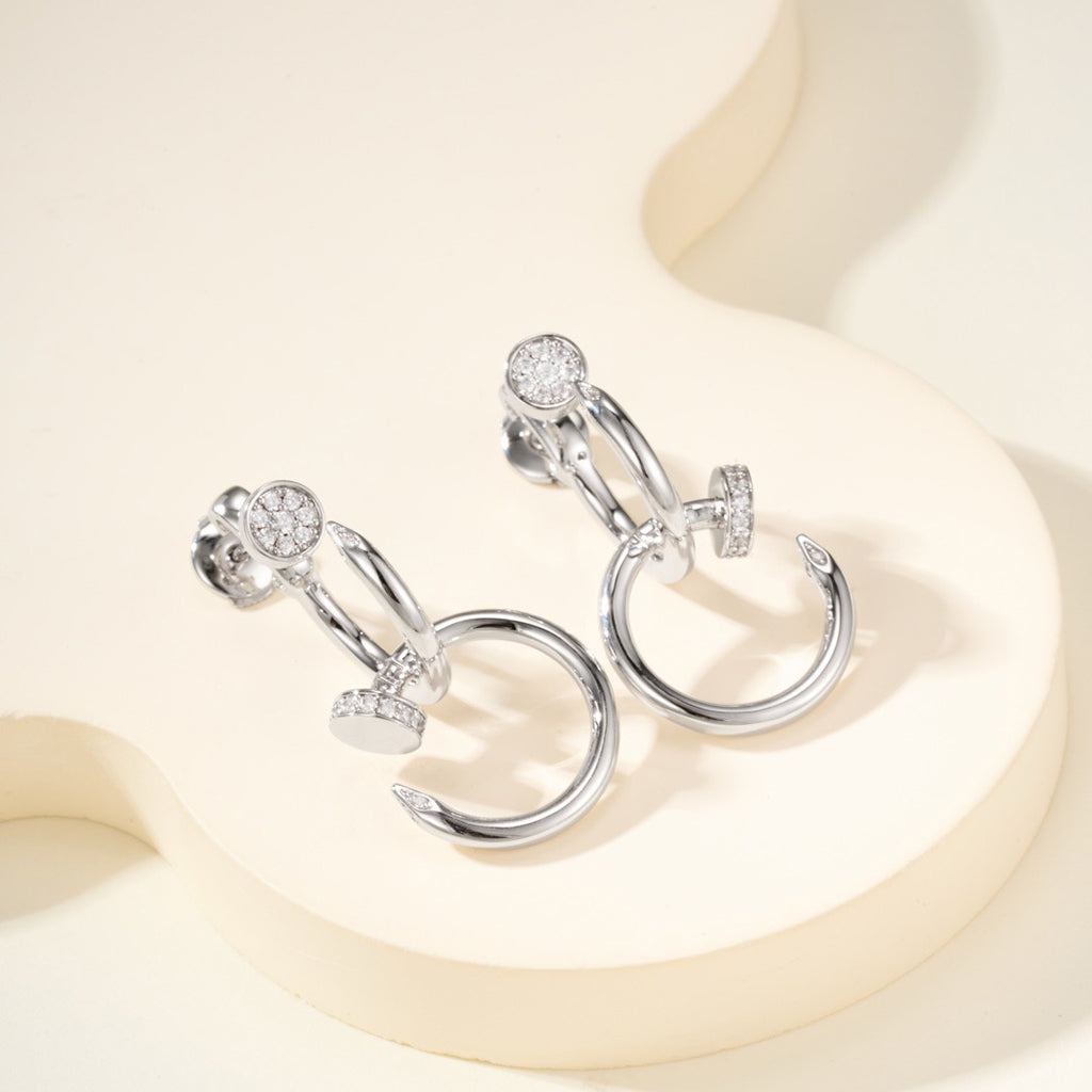 [Elite]JUSTE HALF DIAMOND DOUBLE EARRINGS