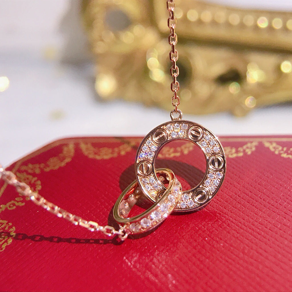 [Elite]LOVE  FULL DIAMOND PENDANT NECKLACE