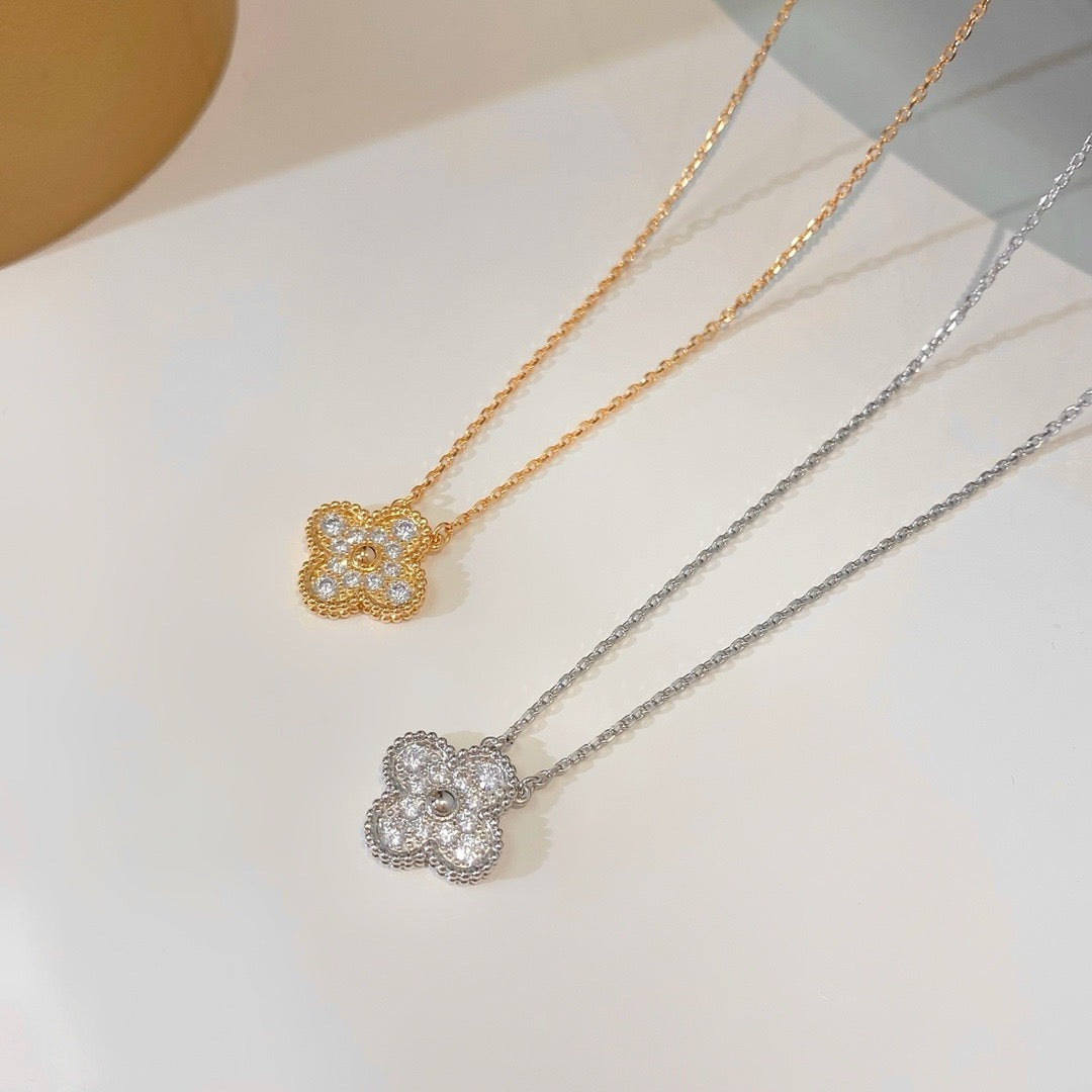 [Elite]CLOVER 15MM DIAMOND SINGLE FLOWER NECKLACE