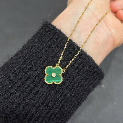[Elite]CLOVER 15MM DIAMOND TURQUOISE NECKLACE