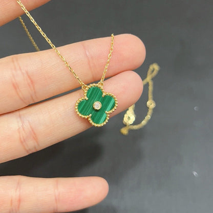 [Elite]CLOVER 15MM DIAMOND TURQUOISE NECKLACE
