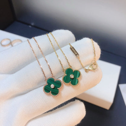 [Elite]CLOVER 15MM DIAMOND TURQUOISE NECKLACE