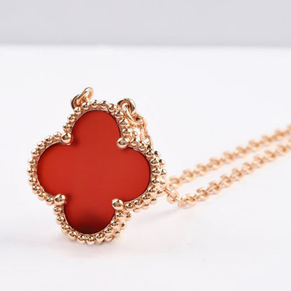 [Elite]CLOVER 15MM CARNELIAN SINGLE FLOWER NECKLACE