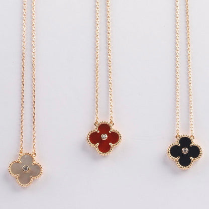 [Elite]CLOVER 15MM DIAMOND CARNELIAN NECKLACE