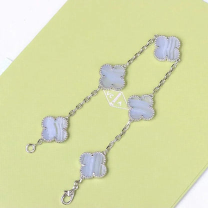 [Elite] CLOVER 5 MOTIF PURPLE CHALCEDONY BRACELET COLLECTION