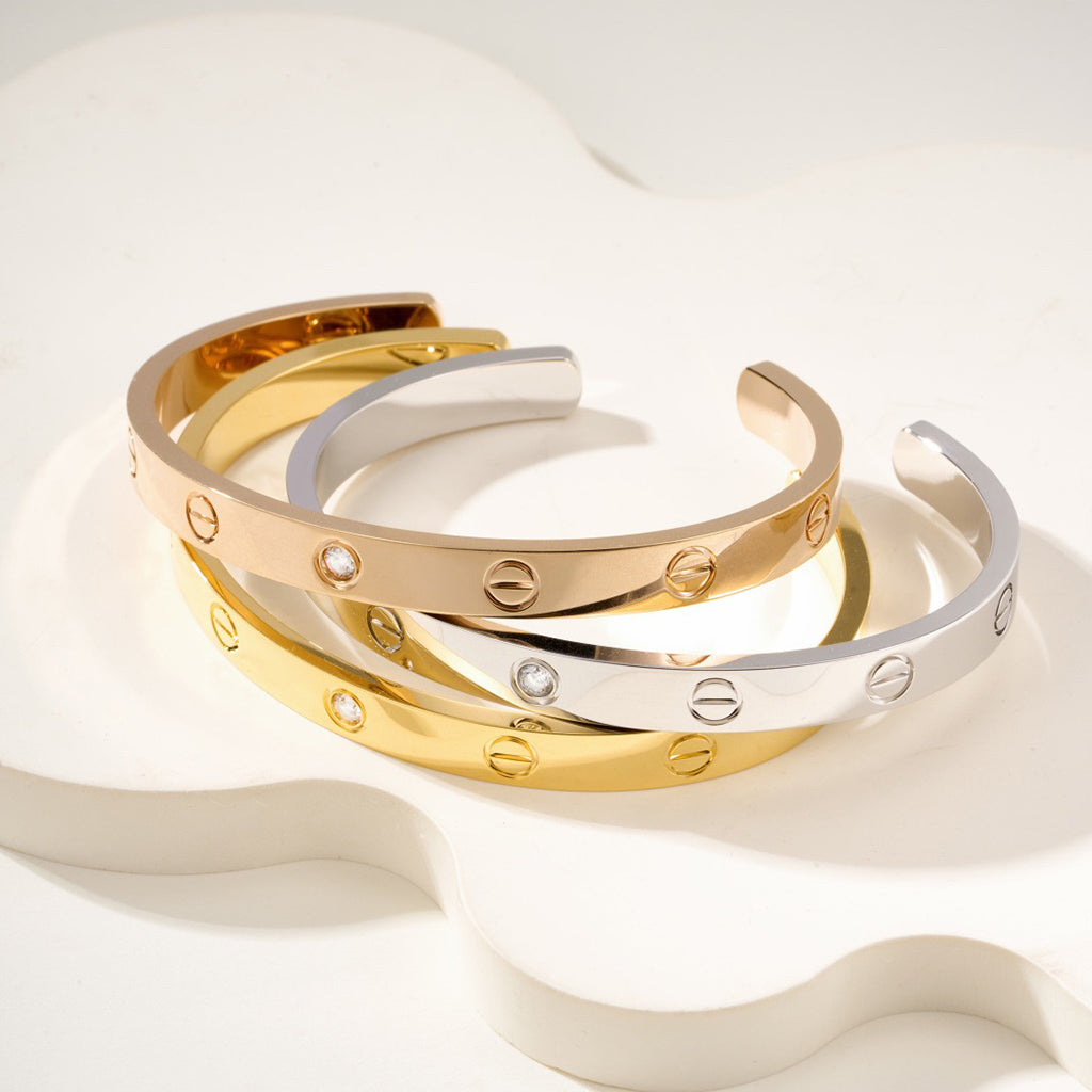 [Elite]LOVE BRACELET 6.1MM 1 DIAMOND OPEN CUFF