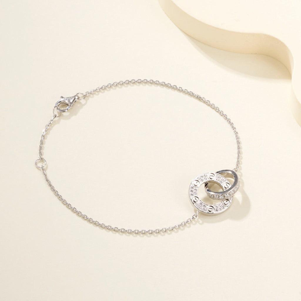 [Elite]LOVE DOUBLE RING FULL DIAMOND BRACELET