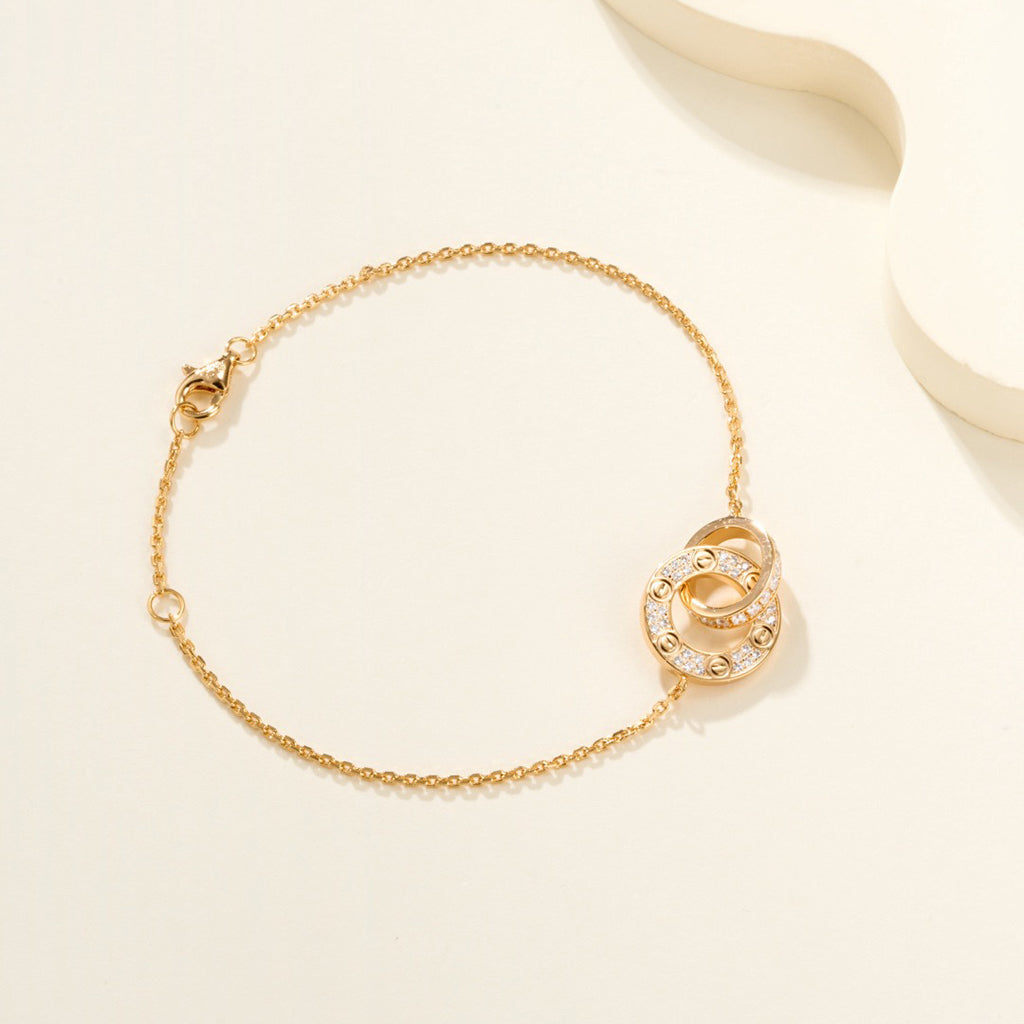 [Elite]LOVE DOUBLE RING FULL DIAMOND BRACELET