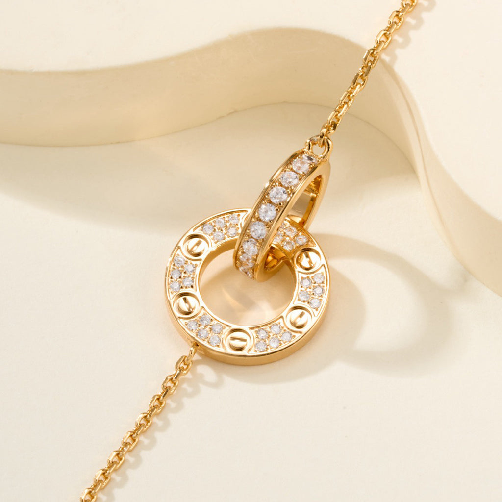 [Elite]LOVE DOUBLE RING FULL DIAMOND BRACELET