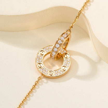 [Elite]LOVE DOUBLE RING FULL DIAMOND BRACELET